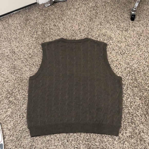 Nordstrom Sweater Vest Size Large Green Extra Fine Merino Wool Cable Knit - Picture 4 of 7